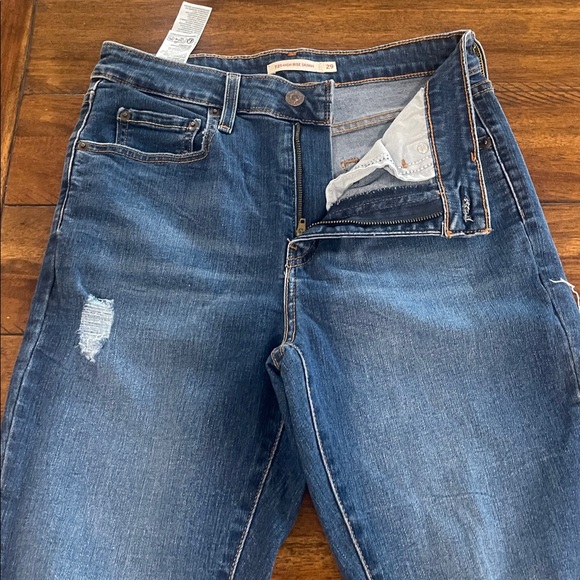 Levi’s 721 high rise skinny blue distressed denim jeans size 29 - Picture 5 of 13